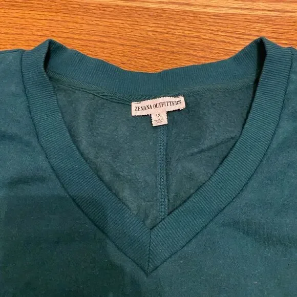 Zenana Green Long Sleeve Oversized Tunic Sweatshirt with Pockets - Picture 6 of 10